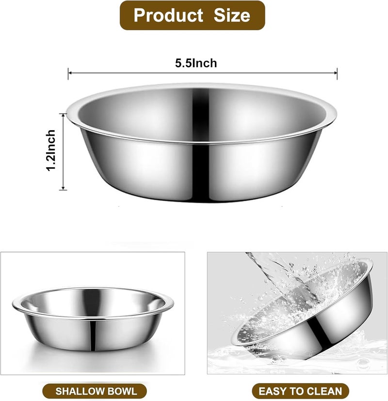 Summark Stainless Steel Raised Cat Food Bowl for 2 Bowls, 5.5-Inch Replaceable Cat Bowl, Pack of 2 （Not fit 4.7 inch 3 Bowls） - Image 2